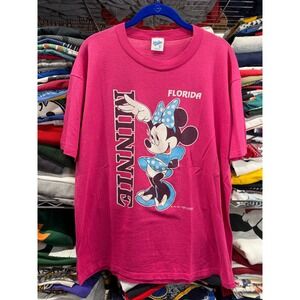 Vintage Velva Sheen Disney Minnie Mouse Florida Pink Shirt Mens XL Single Stitch